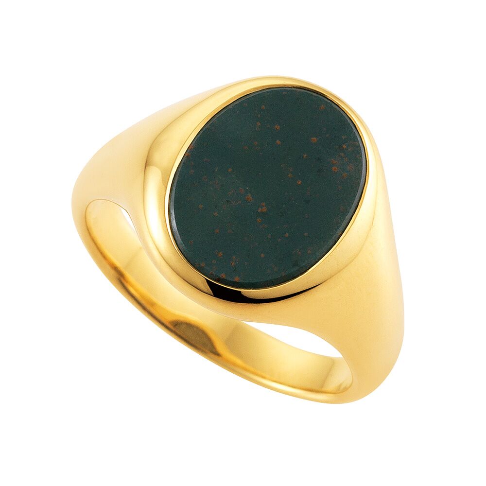 gelb-goldener Siegelring mit Heliotrop oval, ohne Gravur