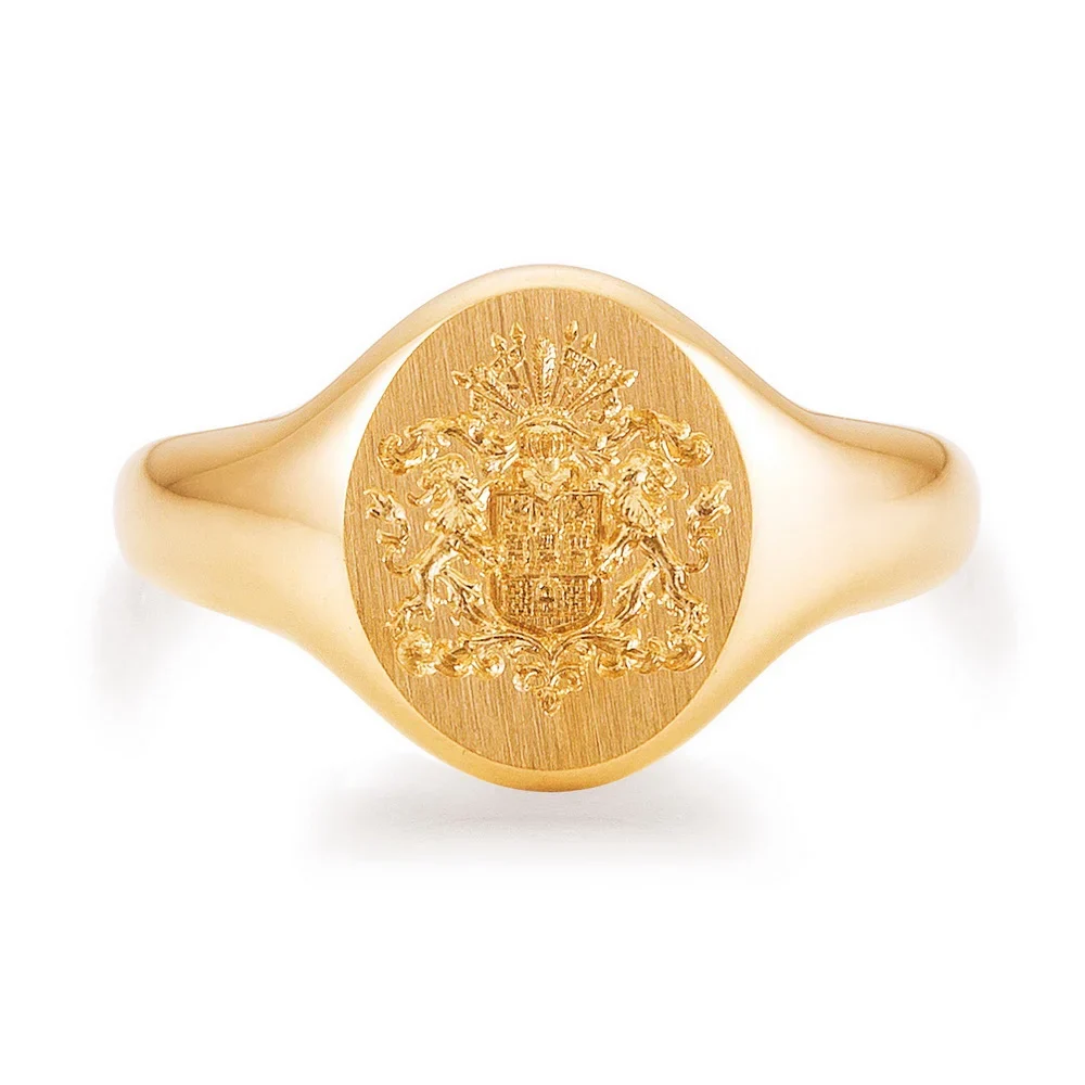 Siegelring in Rosegold oval mit graviertem Wappen