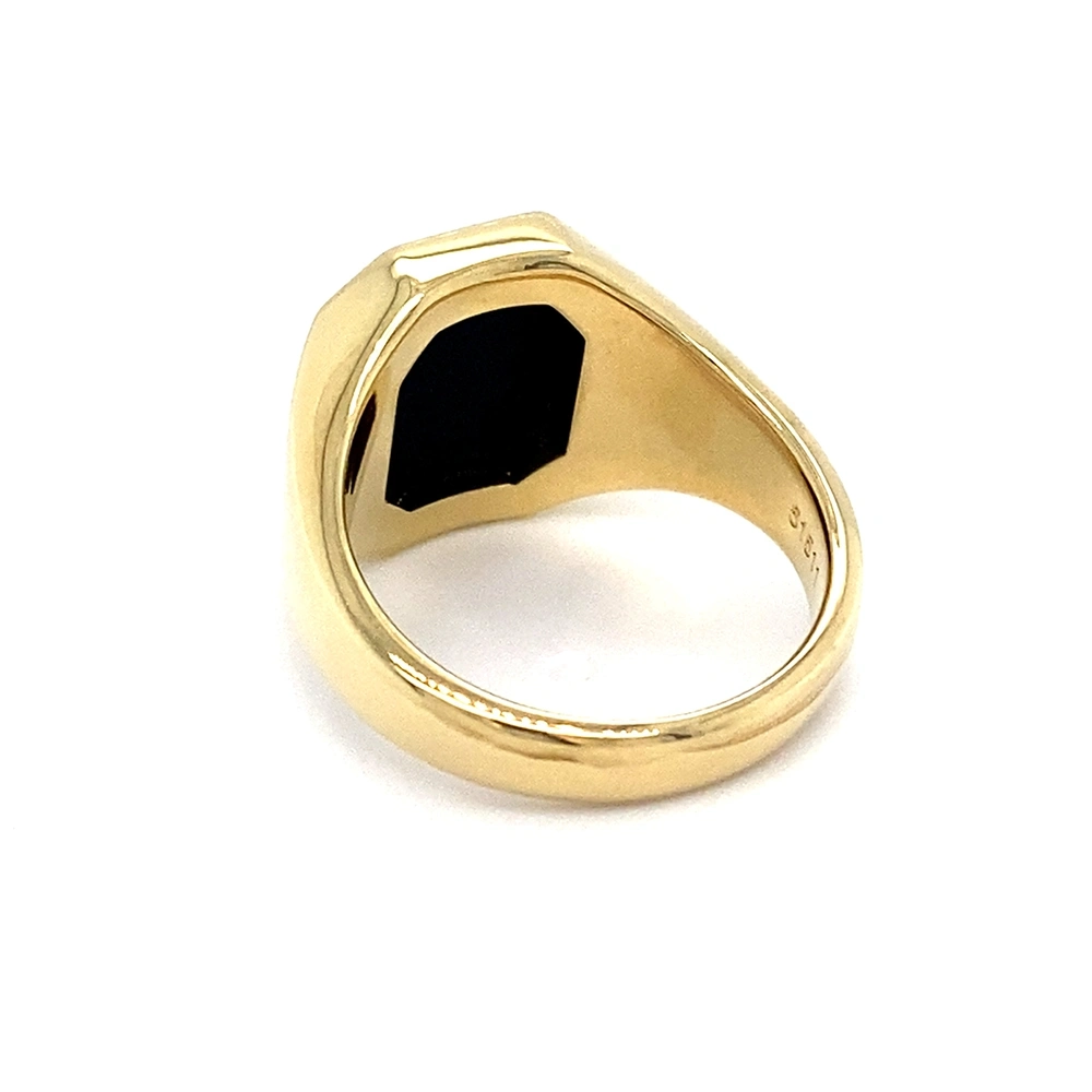 Siegelring Gelbgold mit achteckigem blauem Edelstein