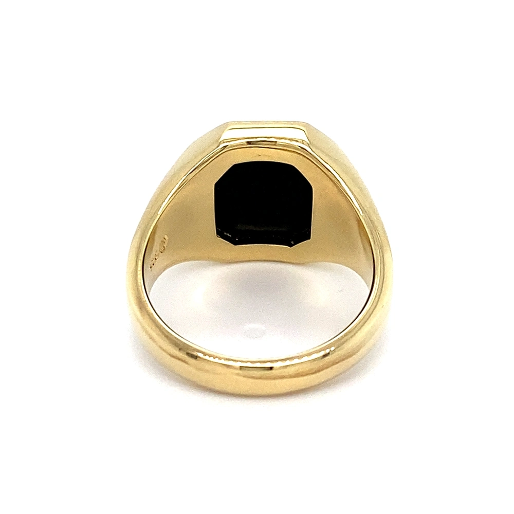 Siegelring Gelbgold mit achteckigem blauem Edelstein
