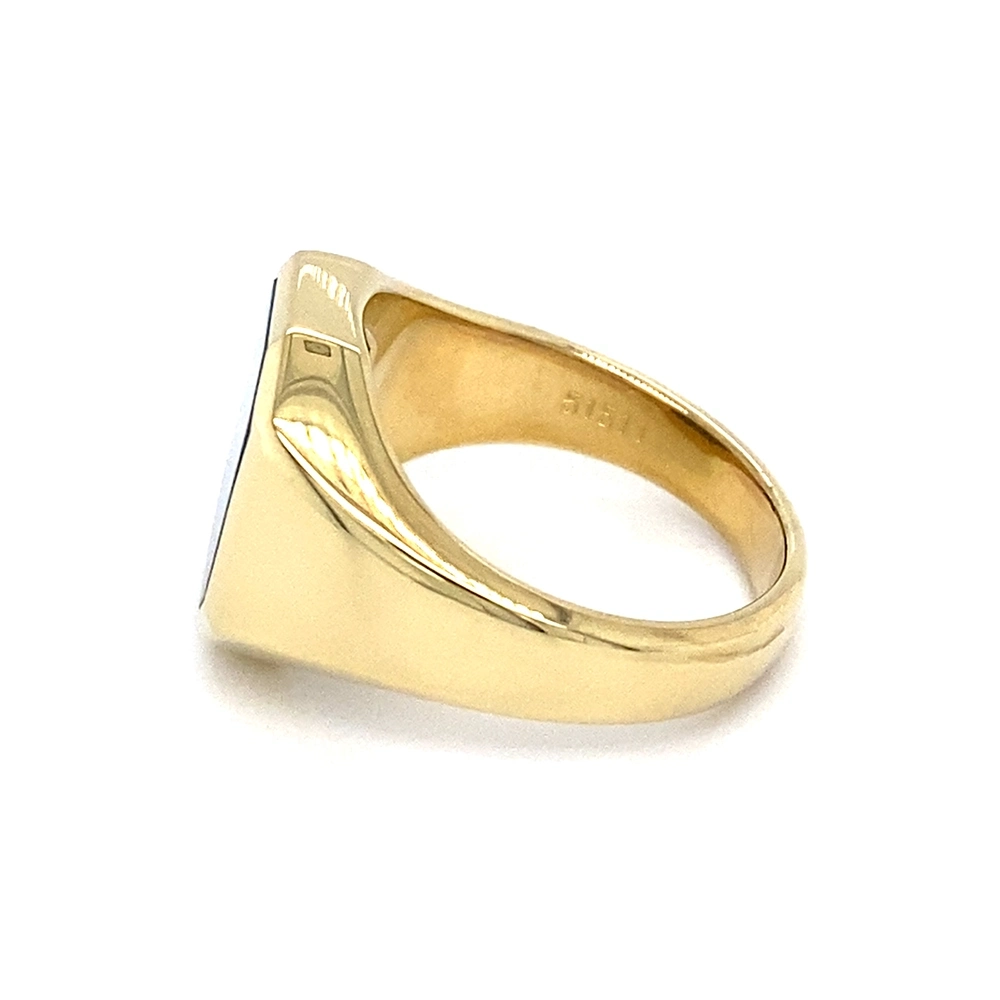 Siegelring Gelbgold mit achteckigem blauem Edelstein