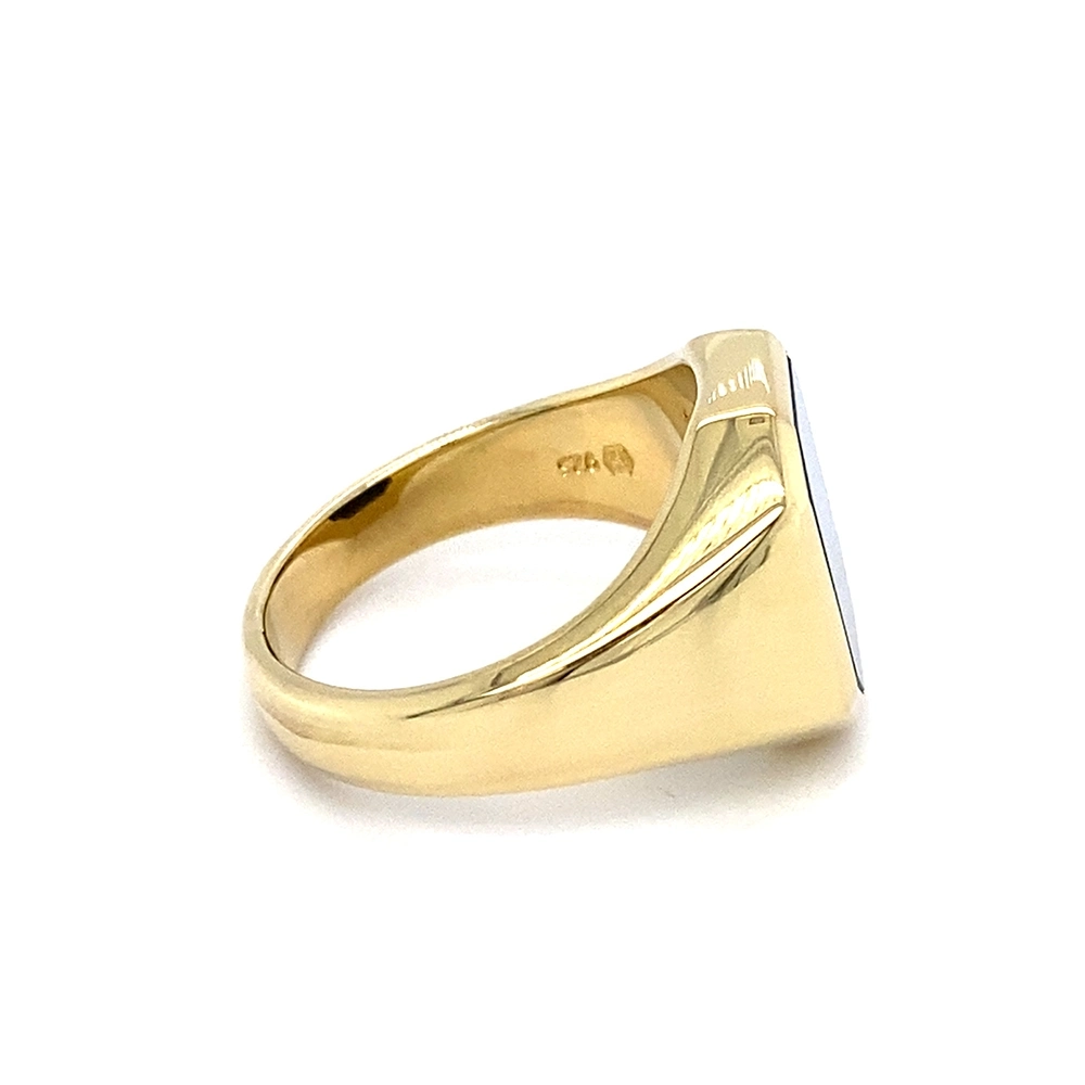 Siegelring Gelbgold mit achteckigem blauem Edelstein
