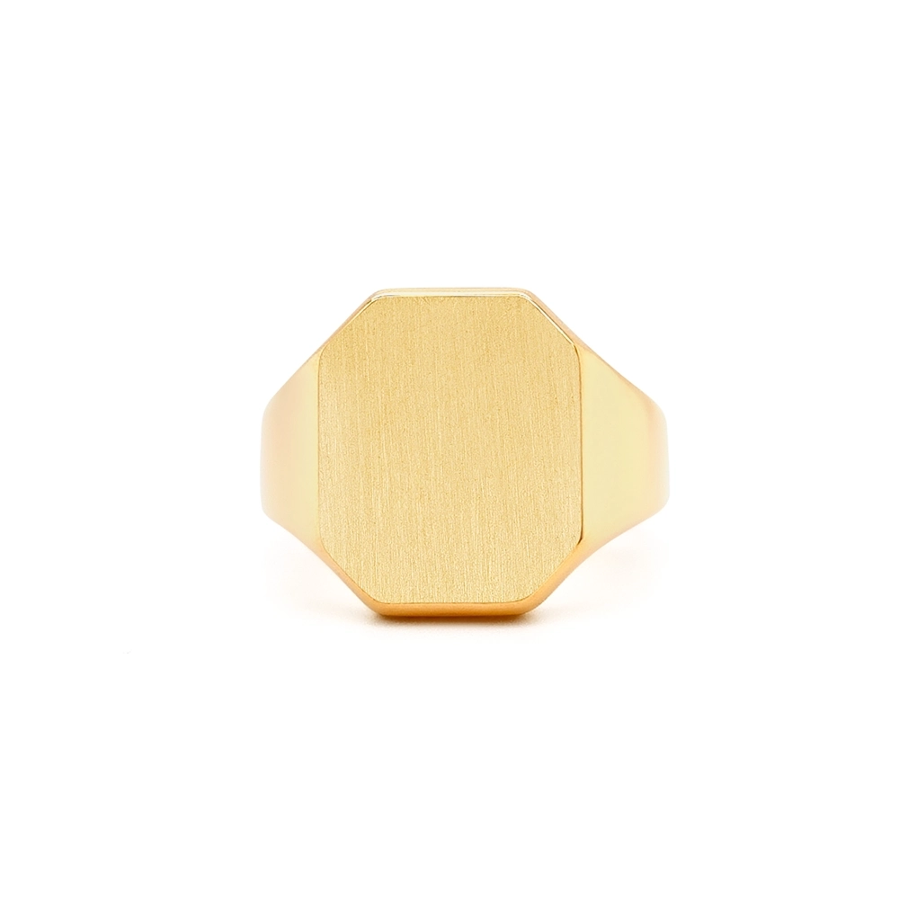 Signet ring yellow gold octagonal flat top