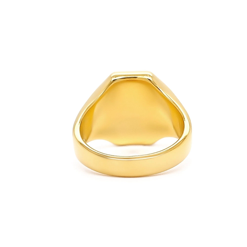 Signet ring yellow gold octagonal flat top