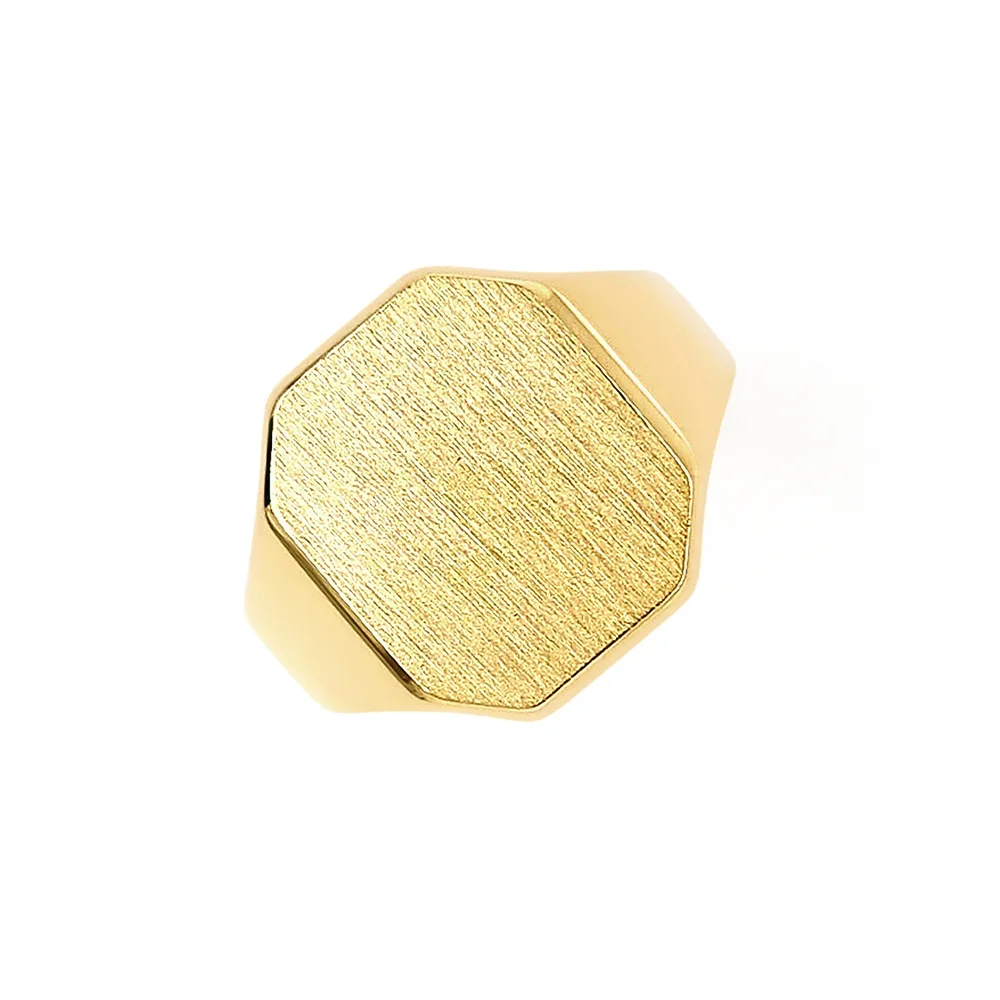 Signet ring yellow gold octagonal flat top