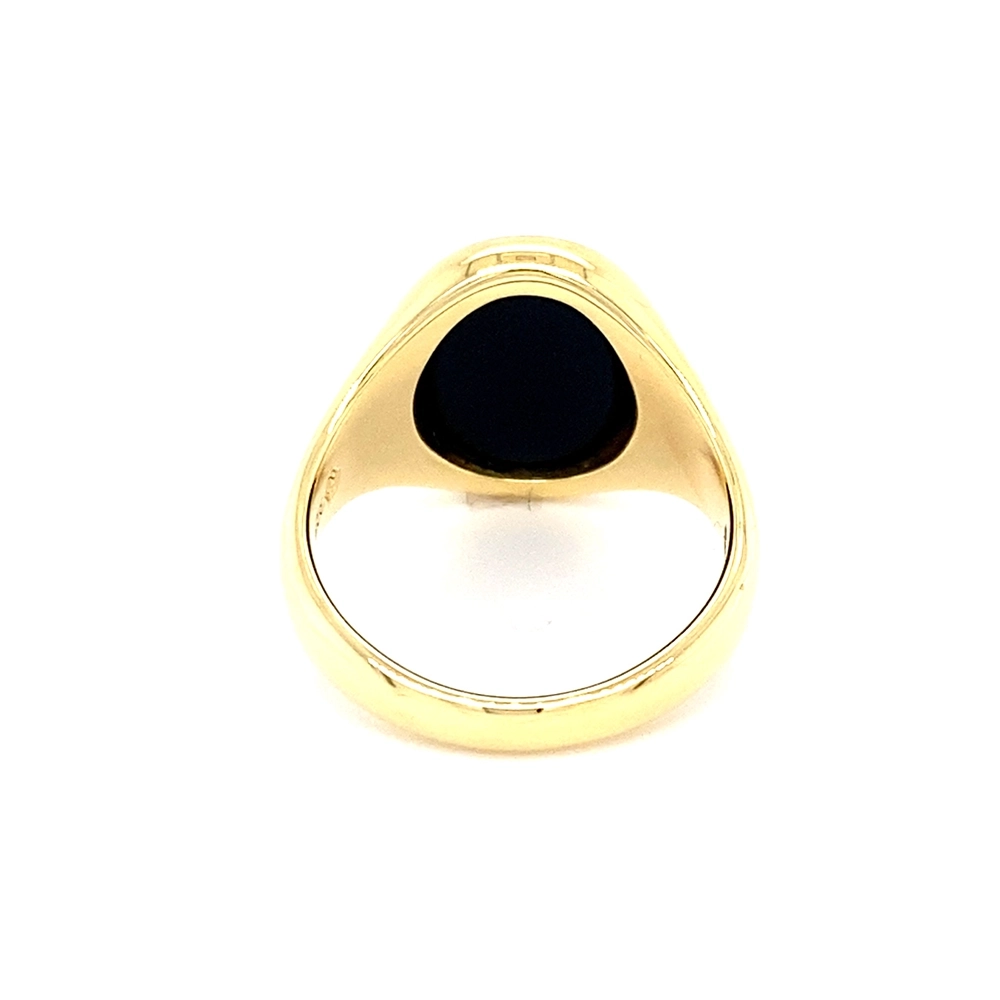Siegelring aus Gelbgold mit ovalem und blauem Edelstein