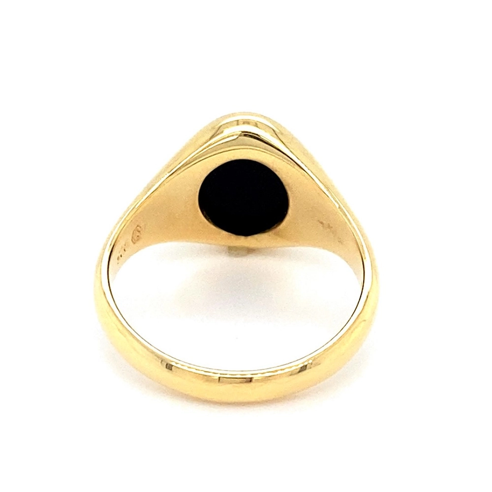 Siegelring aus Gelbgold mit ovalem und blauem Edelstein