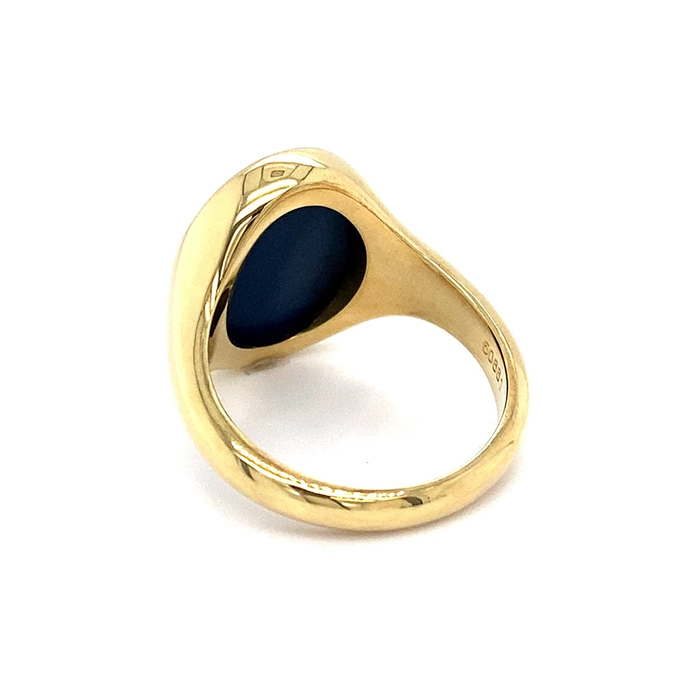 Siegelring aus Gelbgold mit ovalem und blauem Edelstein