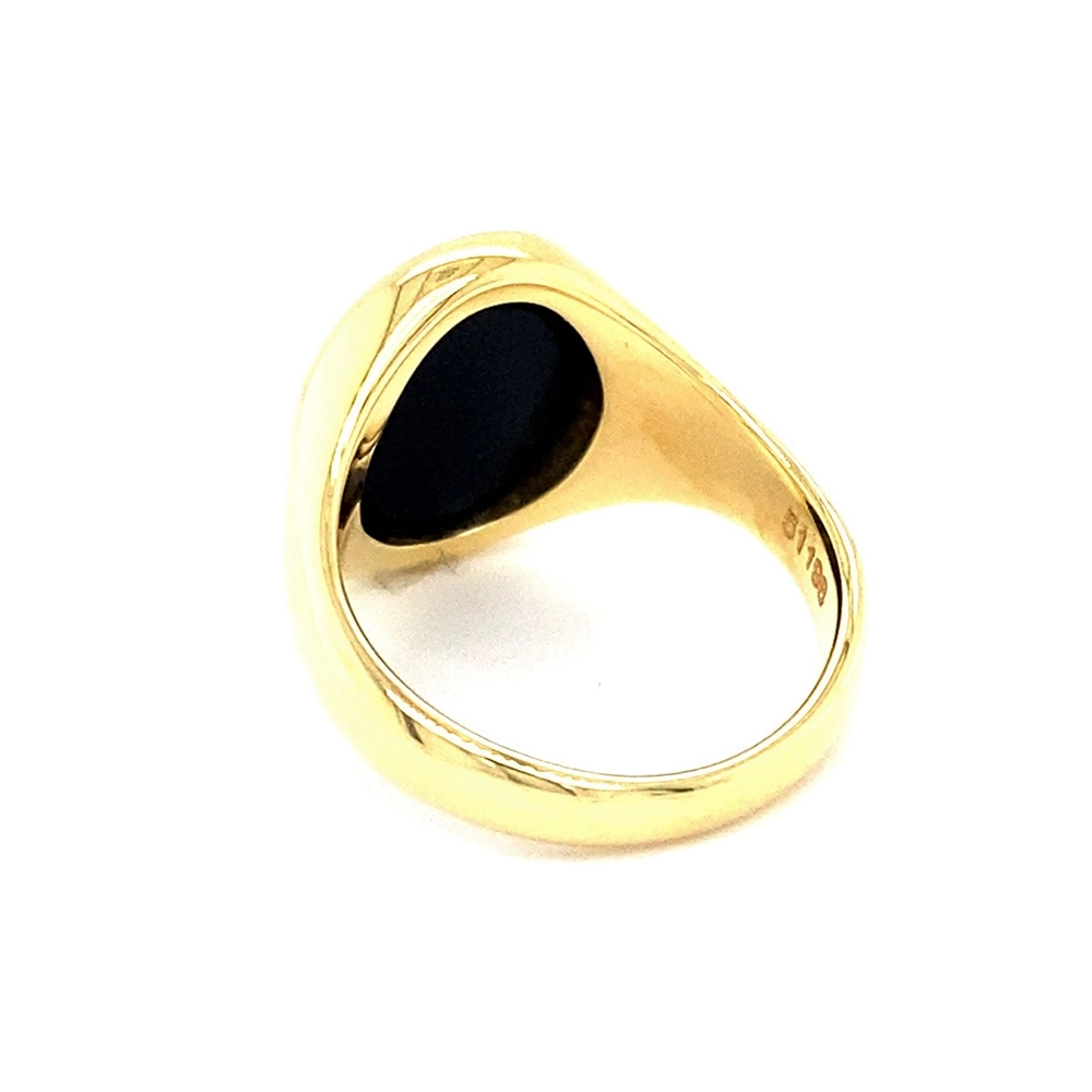 Siegelring aus Gelbgold mit ovalem und blauem Edelstein