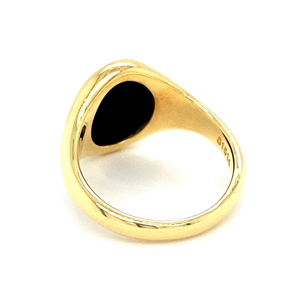 Siegelring aus Gelbgold mit ovalem und blauem Edelstein