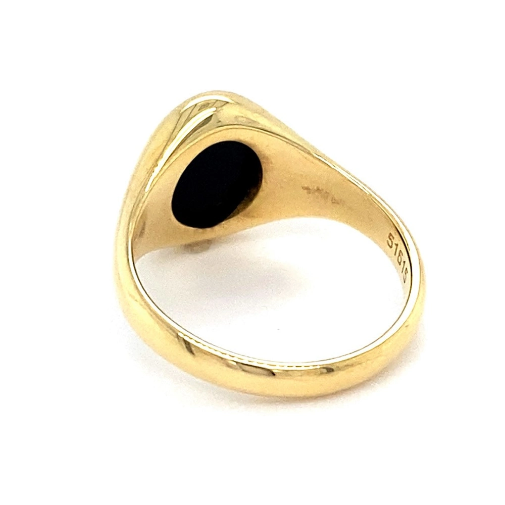 Siegelring aus Gelbgold mit ovalem und blauem Edelstein