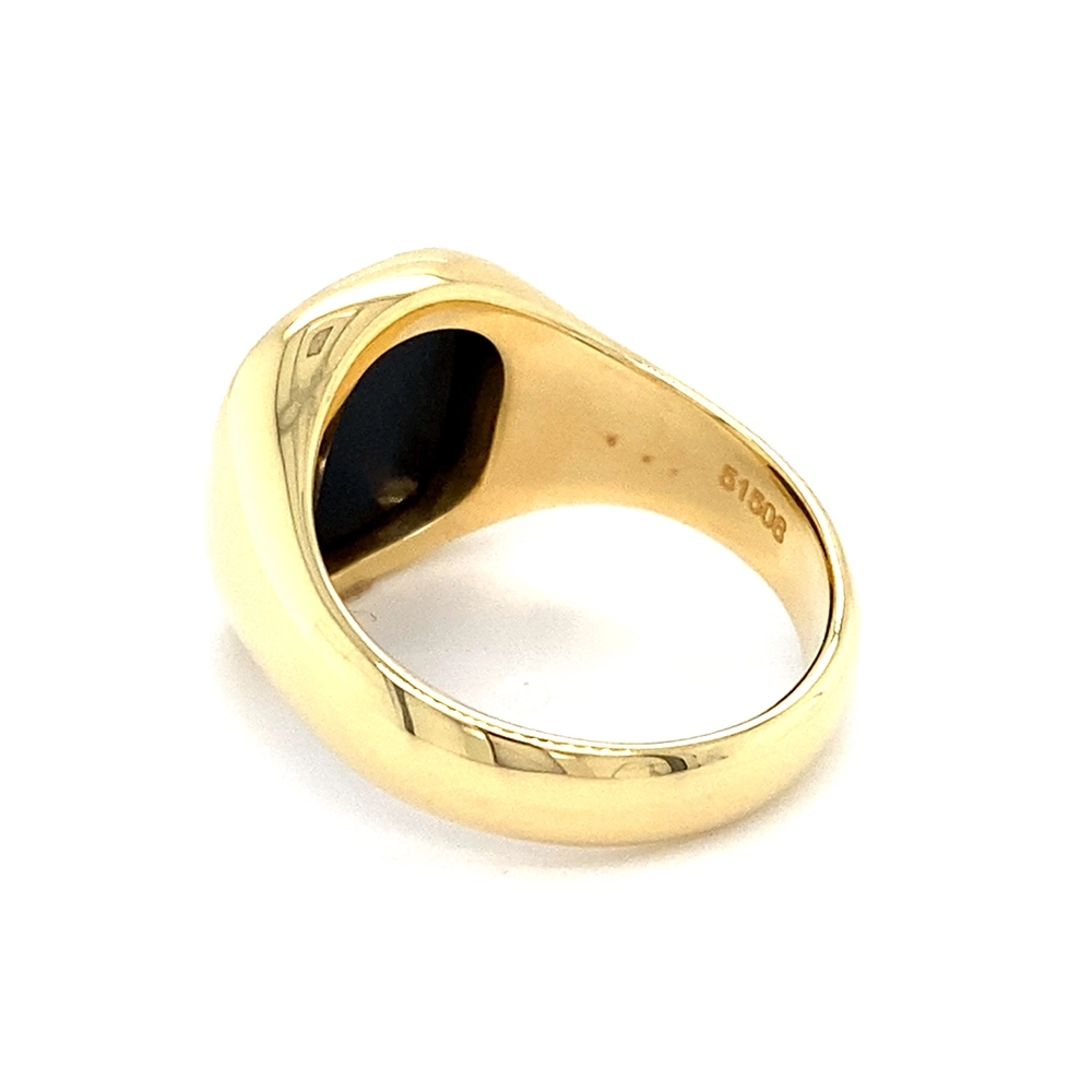 Siegelring Gelbgold mit rechteckigem blauem Edelstein