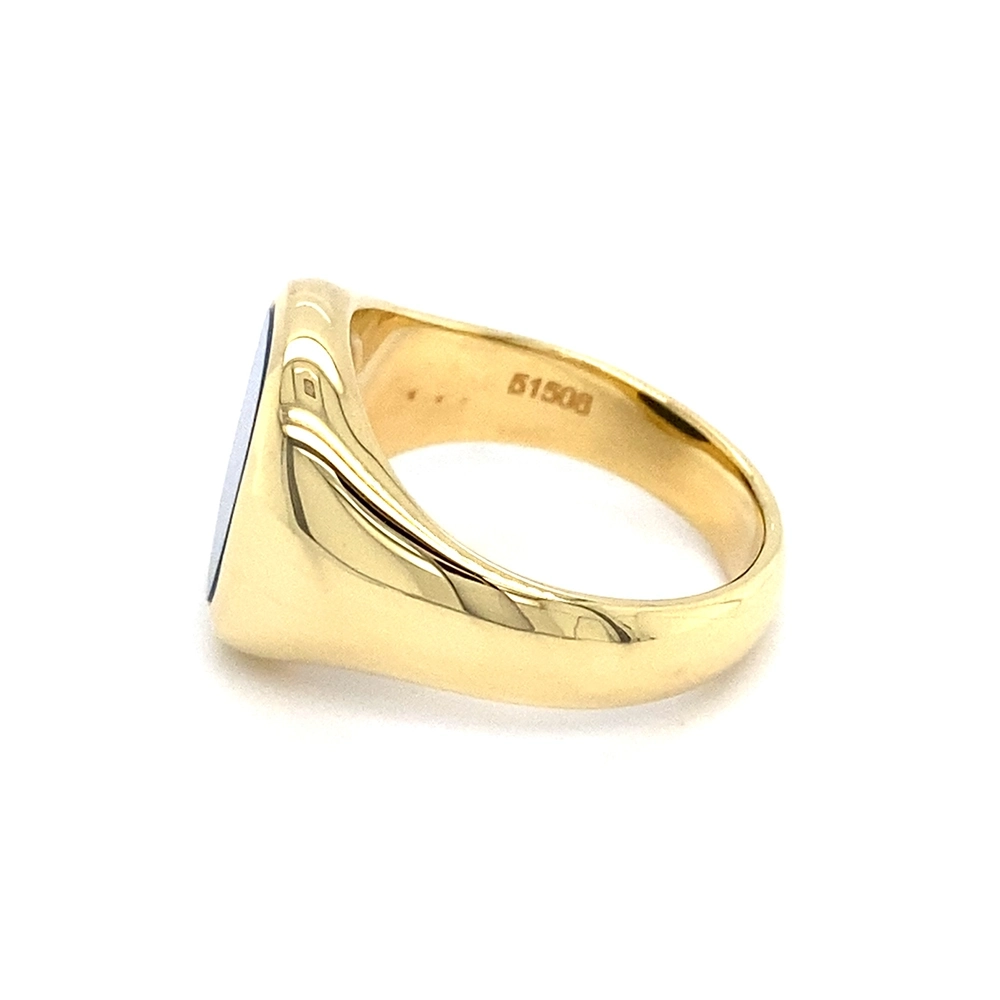 Siegelring Gelbgold mit rechteckigem blauem Edelstein