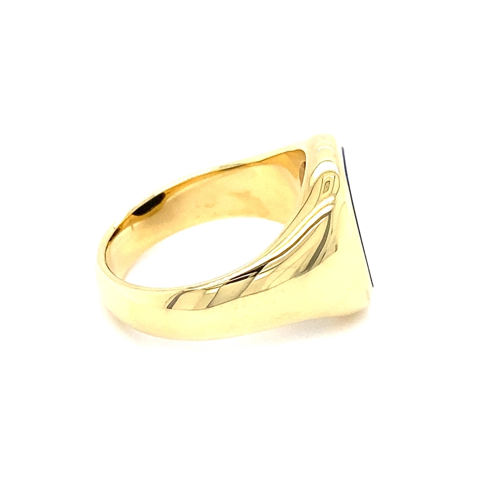 Siegelring Gelbgold mit rechteckigem blauem Edelstein
