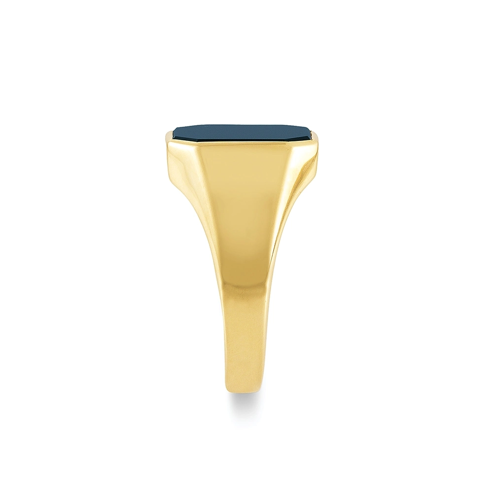Siegelring Gelbgold mit achteckigem blauem Edelstein
