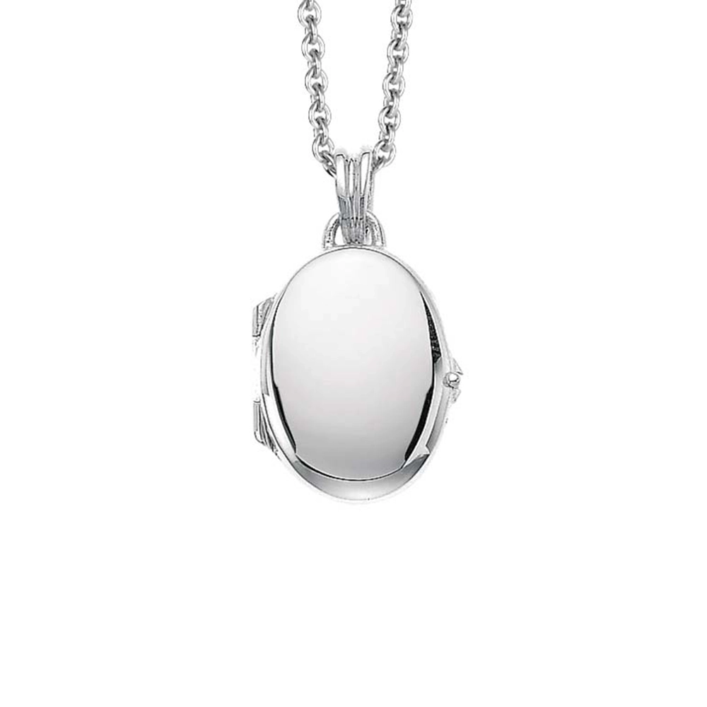 Oval locket necklace in white gold