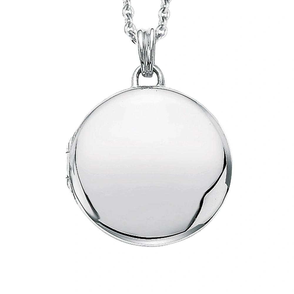 Round locket necklace in white gold