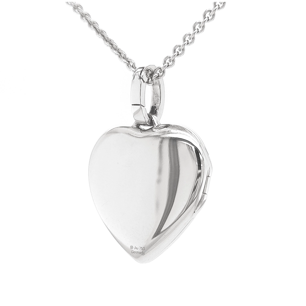 Herzförmiges Medaillon-Collier in Weißgold mit Brillanten
