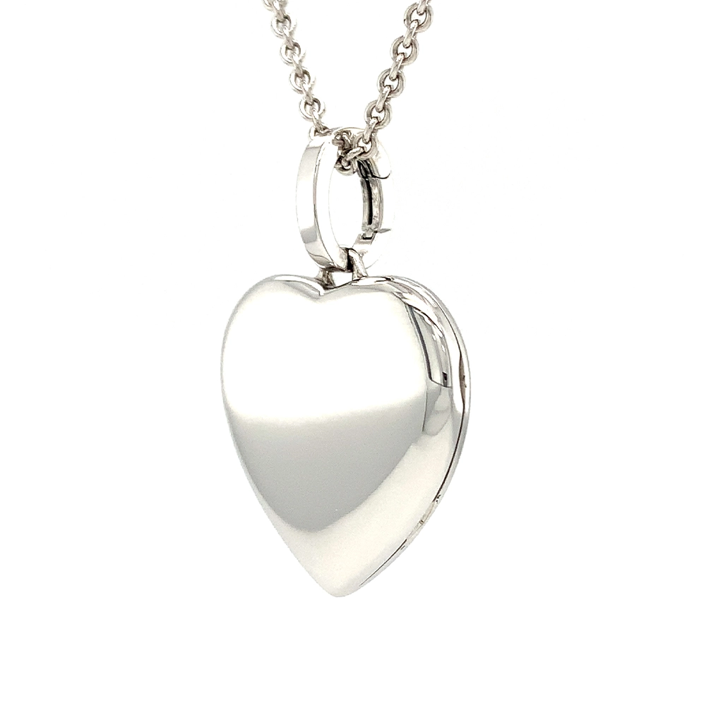 Herzförmiges Medaillon-Collier in Weißgold