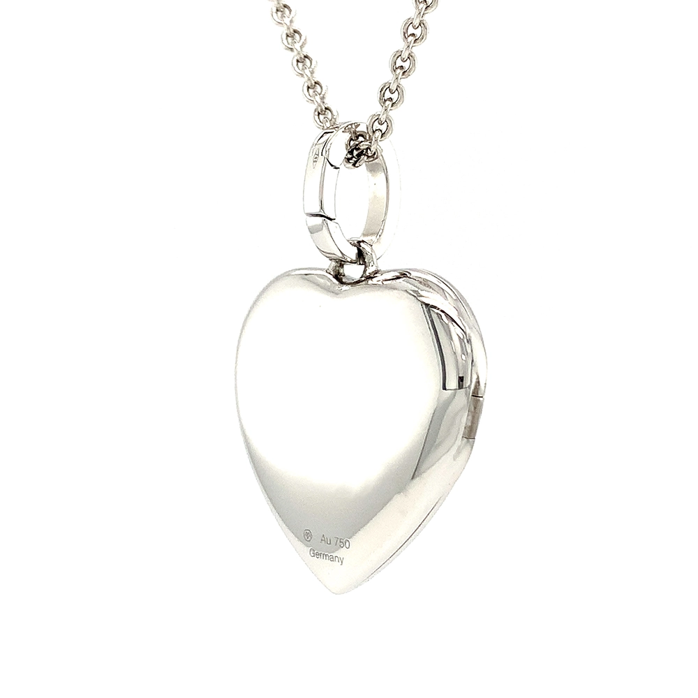 Herzförmiges Medaillon-Collier in Weißgold