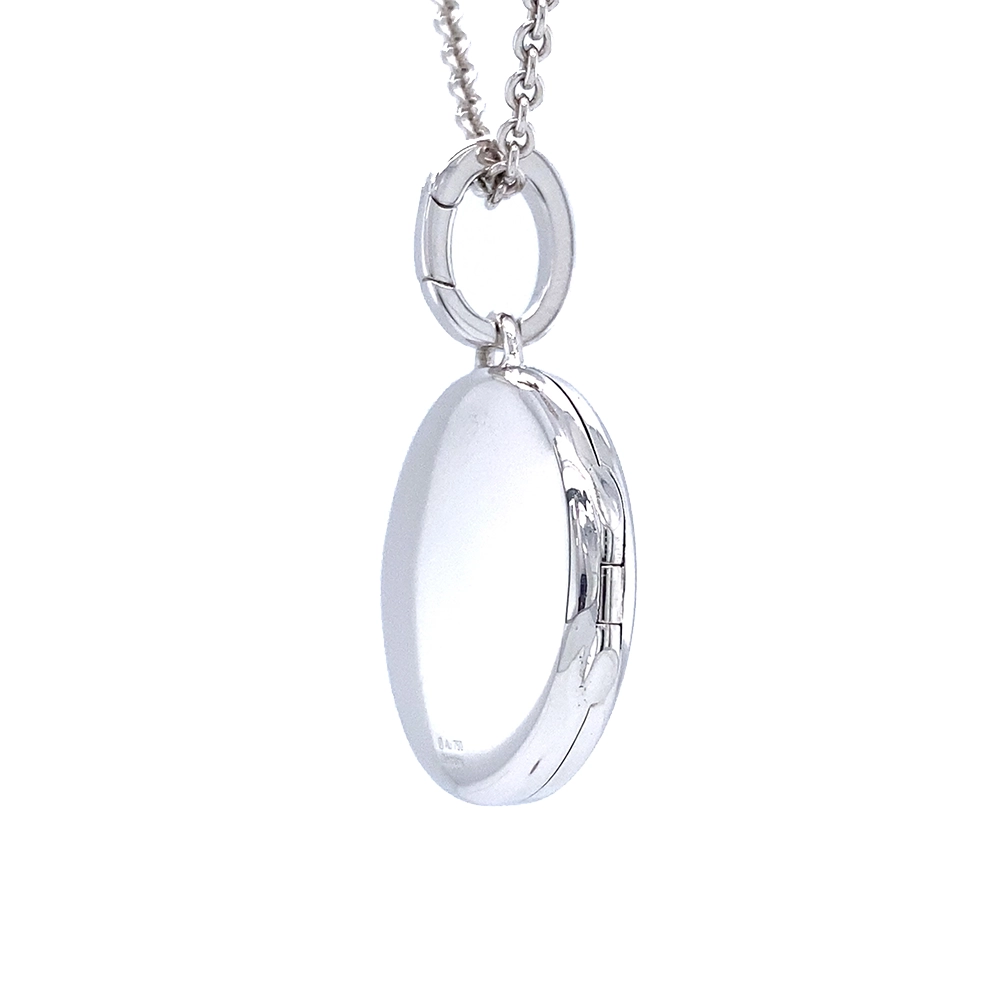 Rundes Medaillon-Collier in Weißgold
