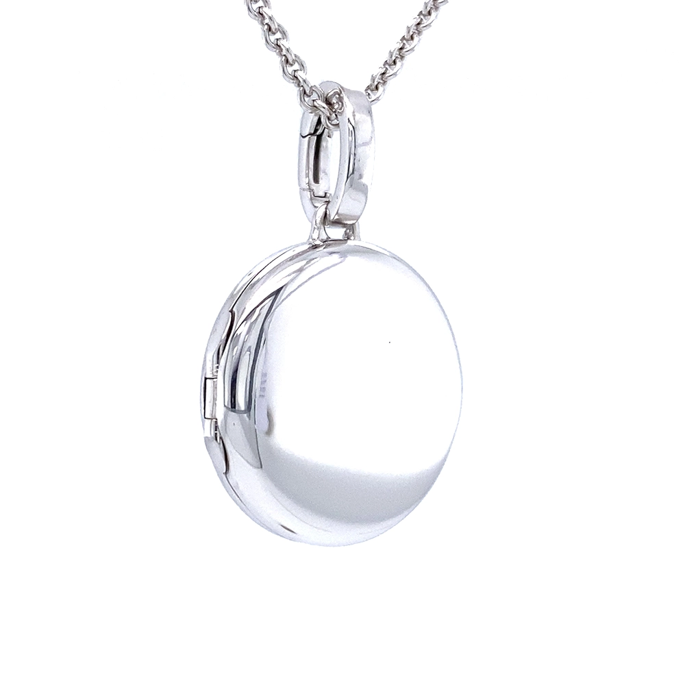 Rundes Medaillon-Collier in Weißgold