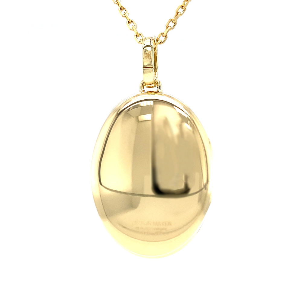 Ovaler Medaillon-Anhänger in Gelbgold mit sternförmig gefassten Brillanten.