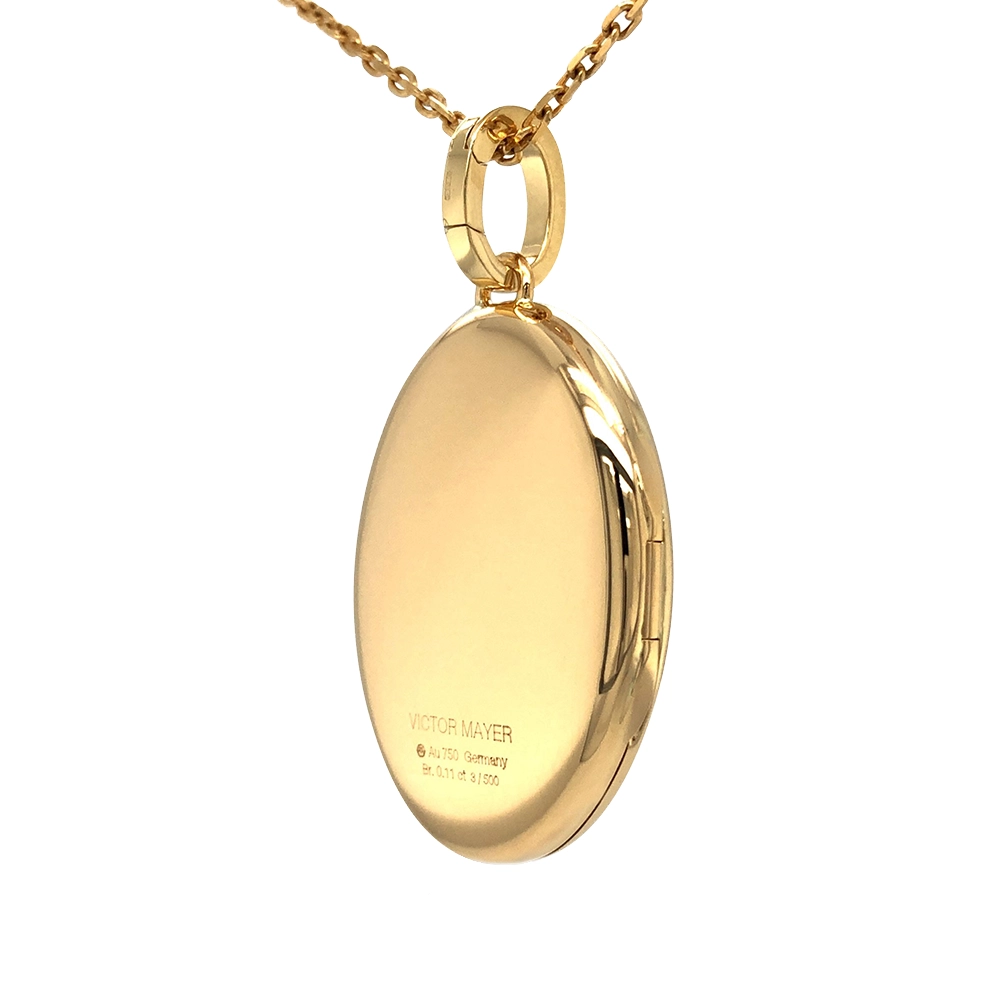 Ovaler Medaillon-Anhänger in Gelbgold mit sternförmig gefassten Brillanten.