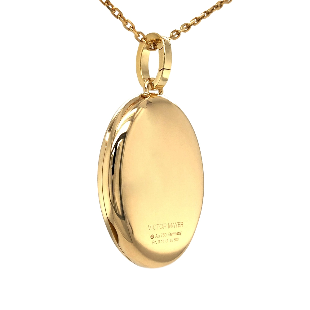 Ovaler Medaillon-Anhänger in Gelbgold mit sternförmig gefassten Brillanten.